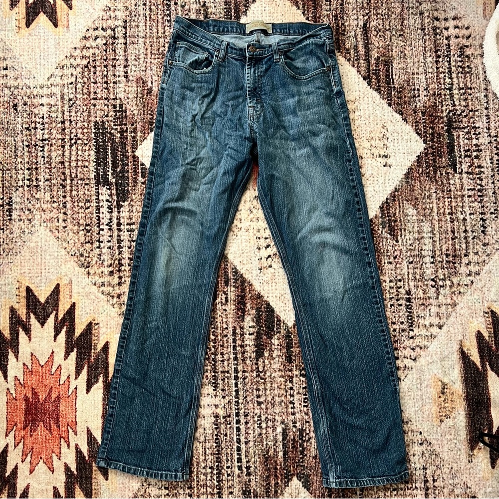 Blue Straight-Leg Jeans with Vintage Wash